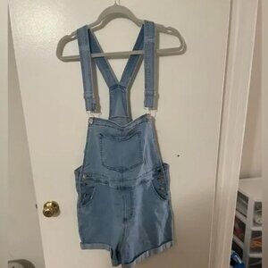 Light Wash Denim Short Overalls (L)